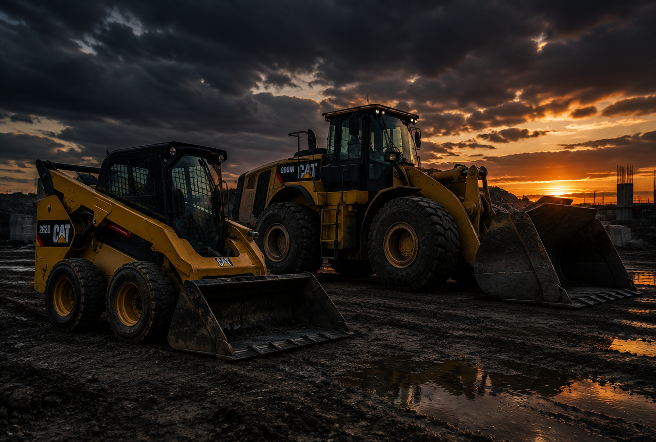 Skid steer and wheel loader on a construction site
