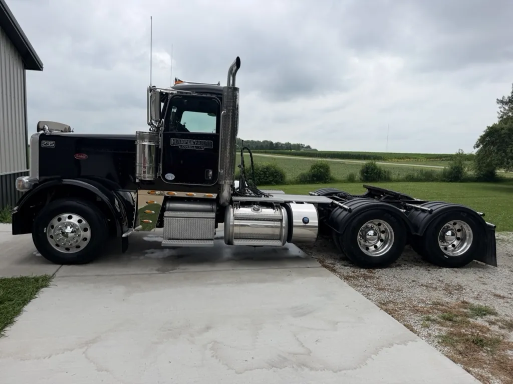 Gloss black Peterbilt semi truck detailed at Porter’s Detailing