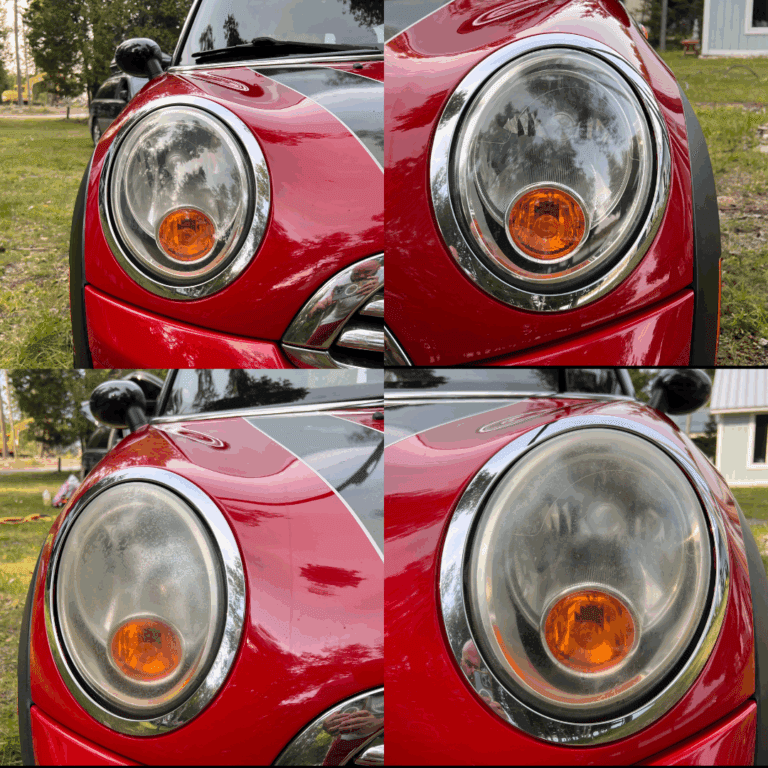 Faded headlights on a Mini Cooper